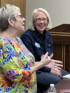 Sue Cahill (right), Julie Stauch (left) shared campaign strategies.