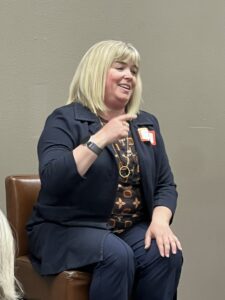 Sarah Smith, two-time candidate for Iowa House, shared her tips for network- and resume-building.